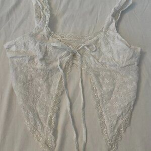 White Lace Very Cropped tie top! Size:M